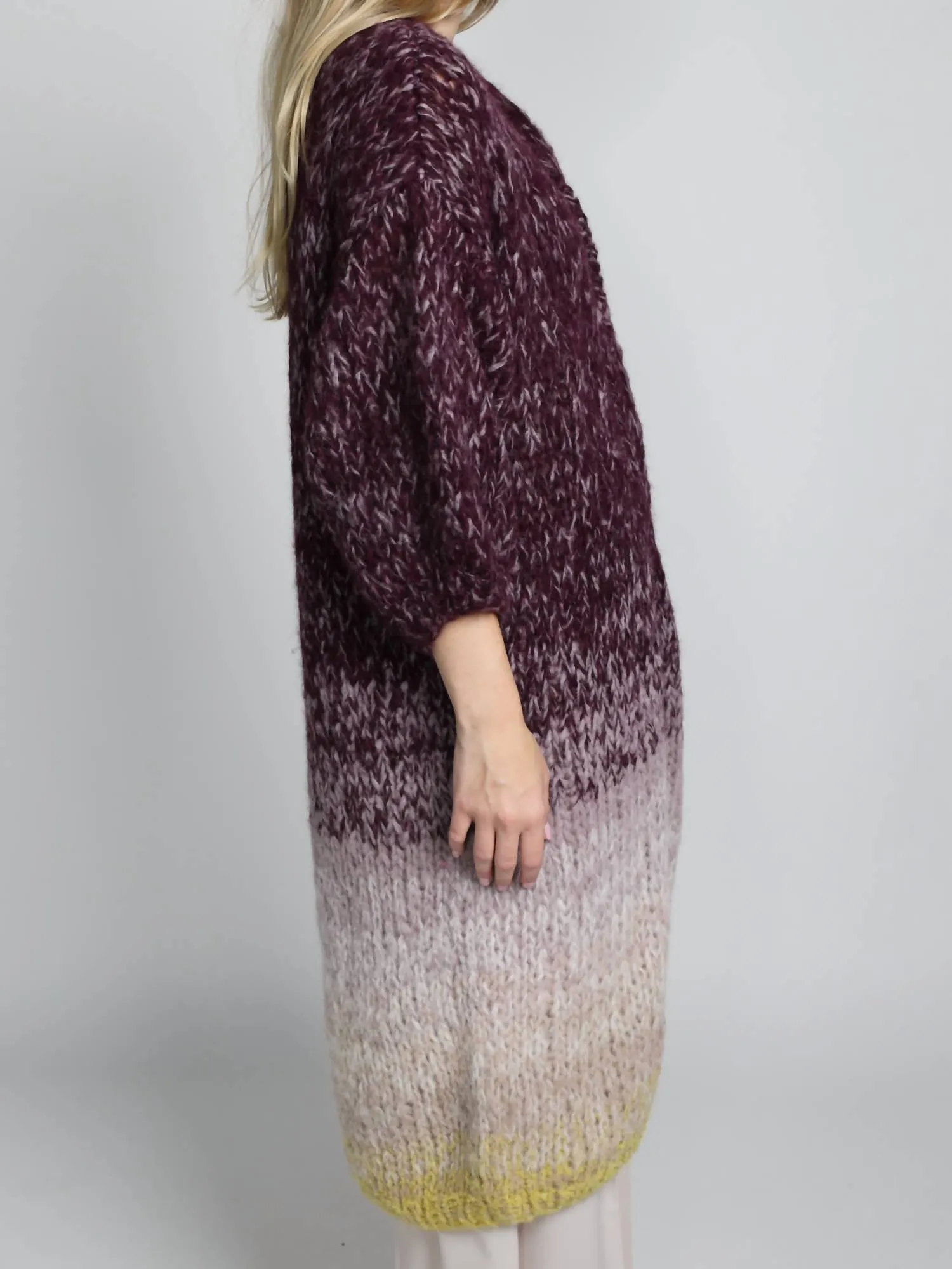 Alpaka Ombré-Mantel in Aubergine