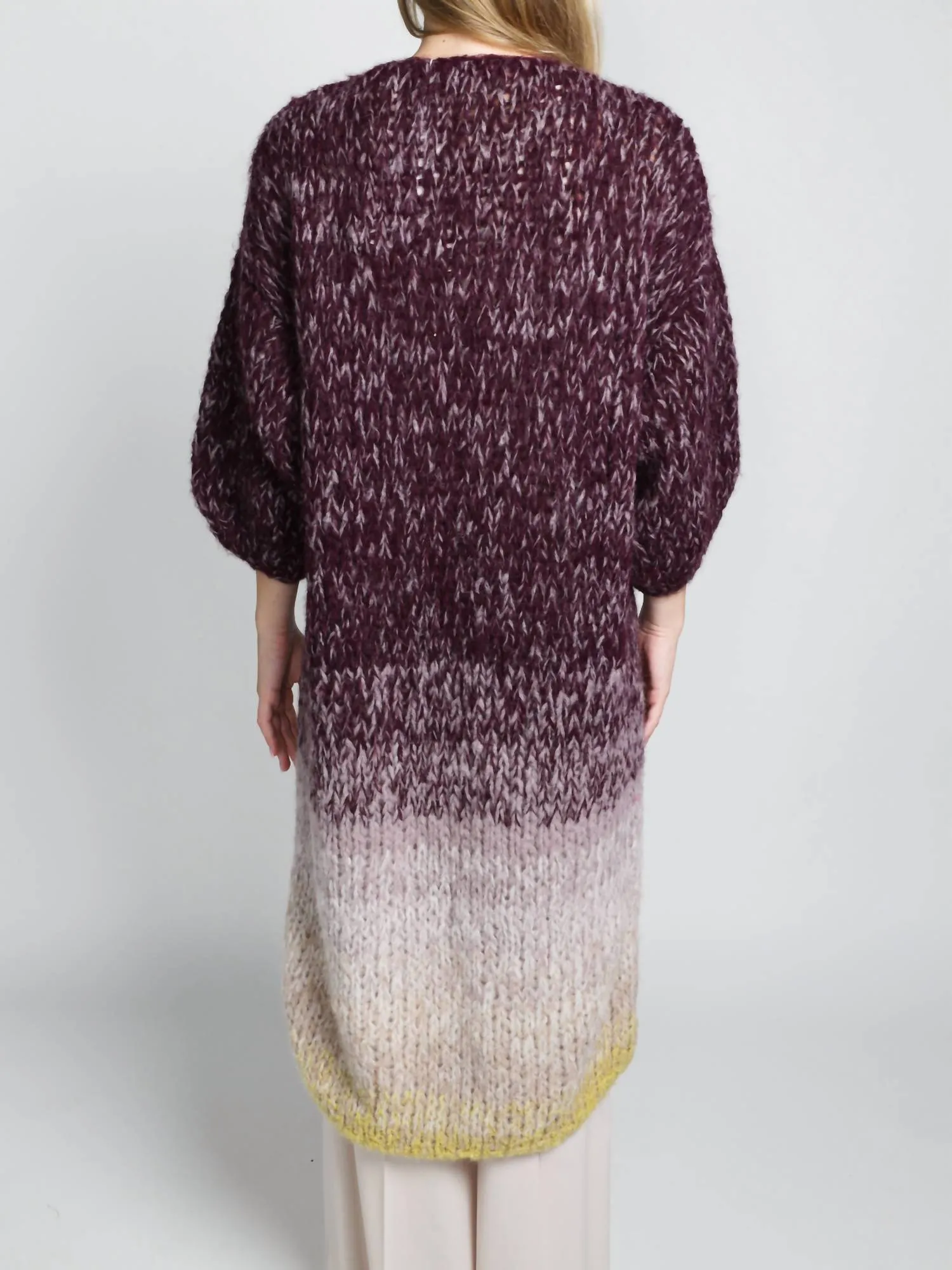 Alpaka Ombré-Mantel in Aubergine
