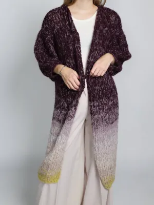 Alpaka Ombré-Mantel in Aubergine