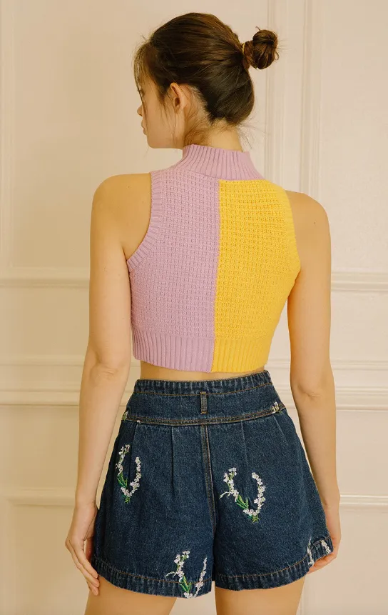 Angelica Bestickte Blumen-Denim-Shorts - Schlussverkauf 40% Rabatt im Warenkorb