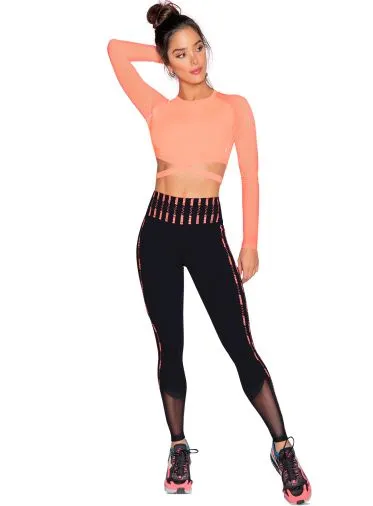 Babalu 9750 Logo Leggings Schwarz mit Koralle