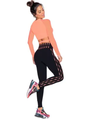 Babalu 9750 Logo Leggings Schwarz mit Koralle