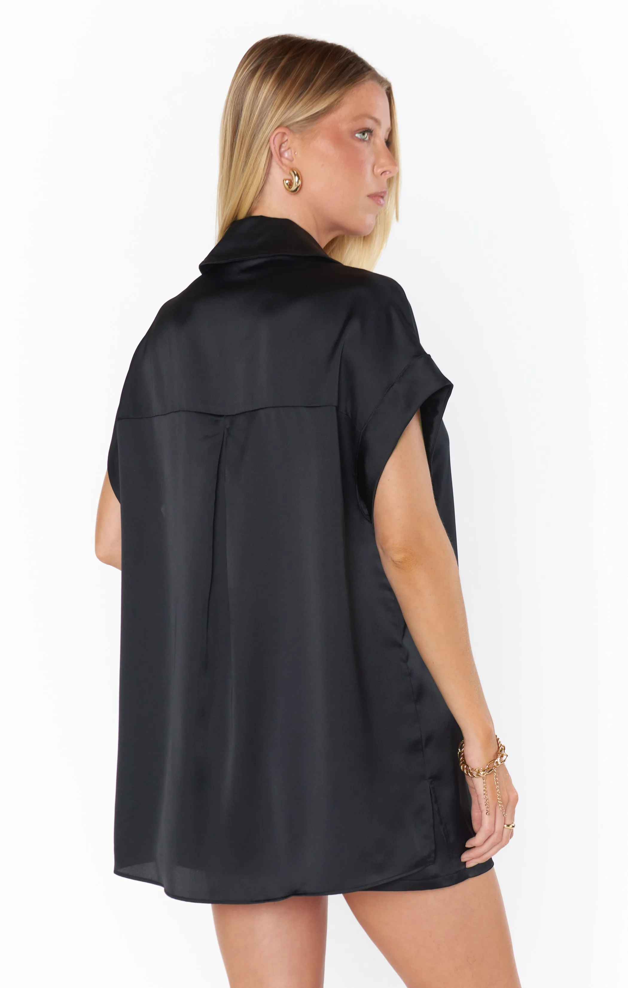 Best Day Knopfbluse ~ Schwarzer Luxus-Satin