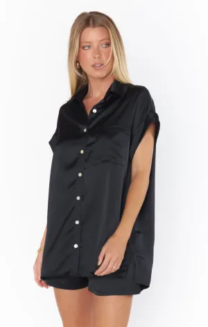 Best Day Knopfbluse ~ Schwarzer Luxus-Satin