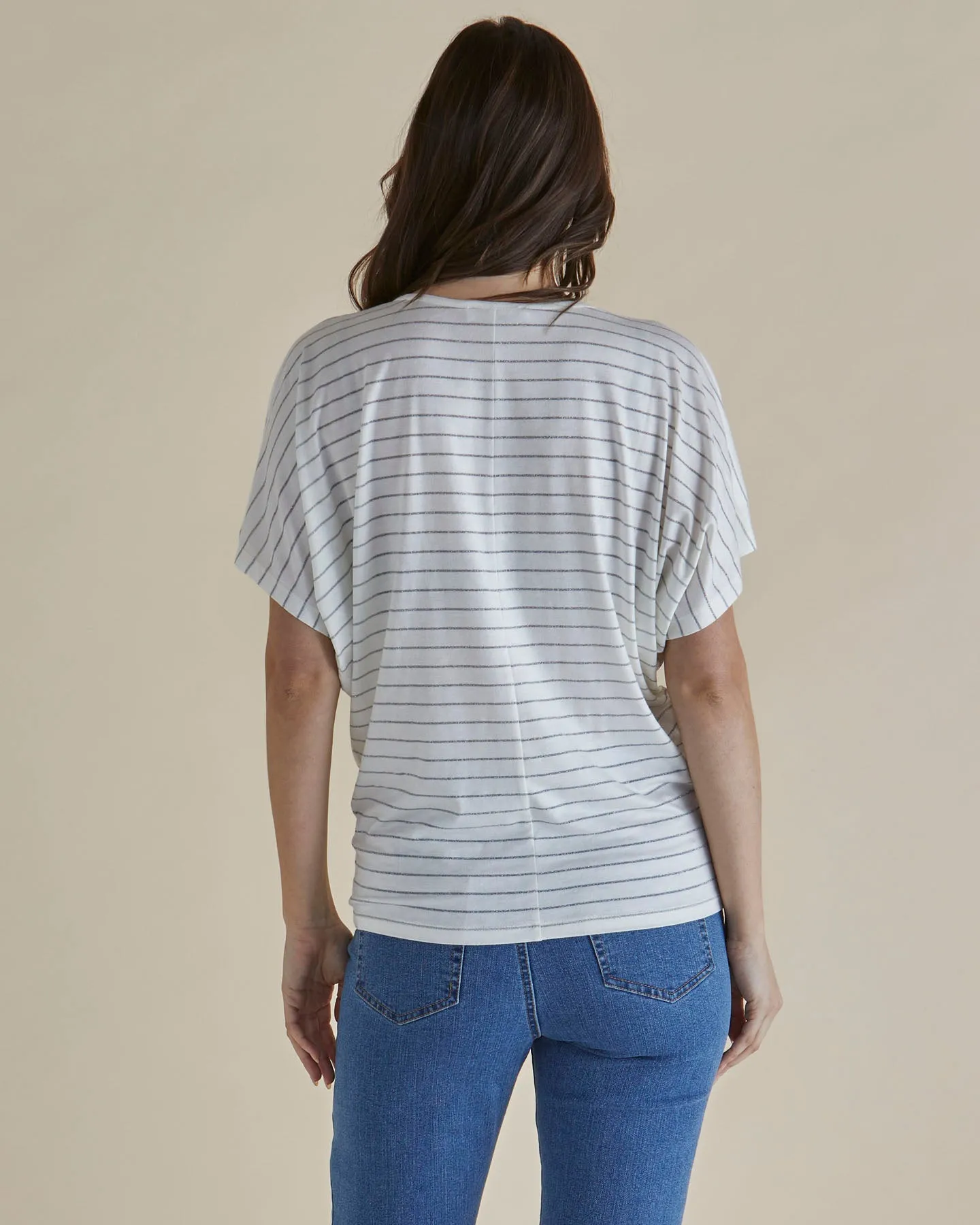 Betty Basics Maui T-Shirt Weiß Lurex Streifen