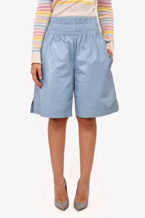 Bottega Veneta 2020 Blaue Leder-Kniebundhose Größe 38