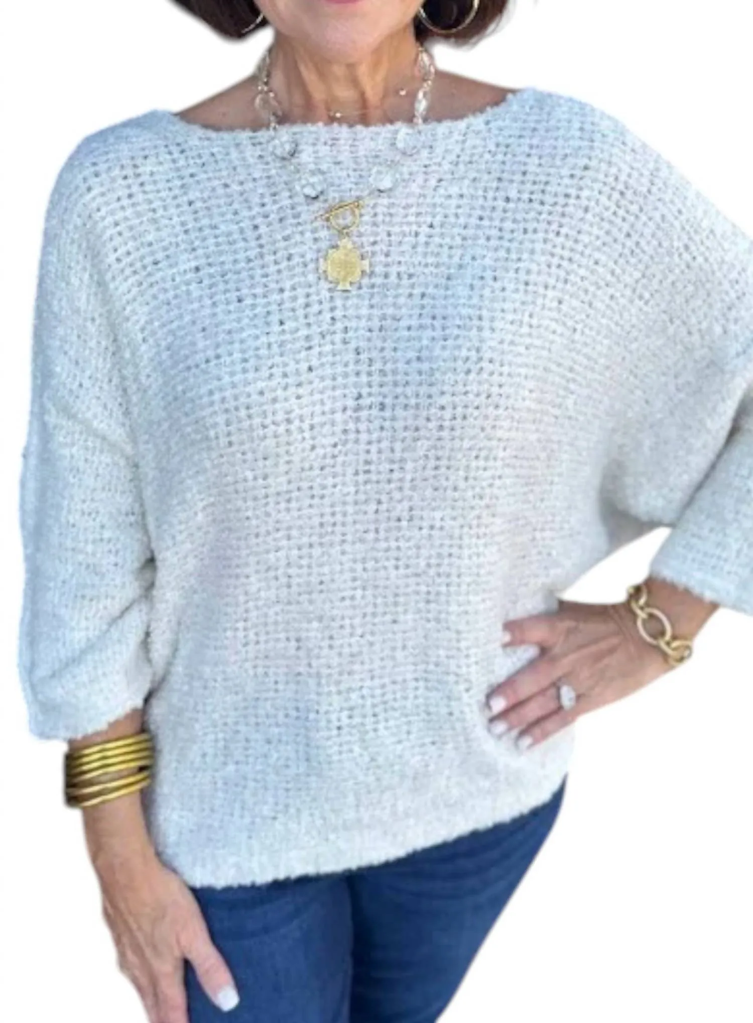 Boucle-Pullover in Haferflocken