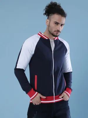 Campus Sutra Herren Langarm Stylische Freizeit-Windjacke Varsity Jacke