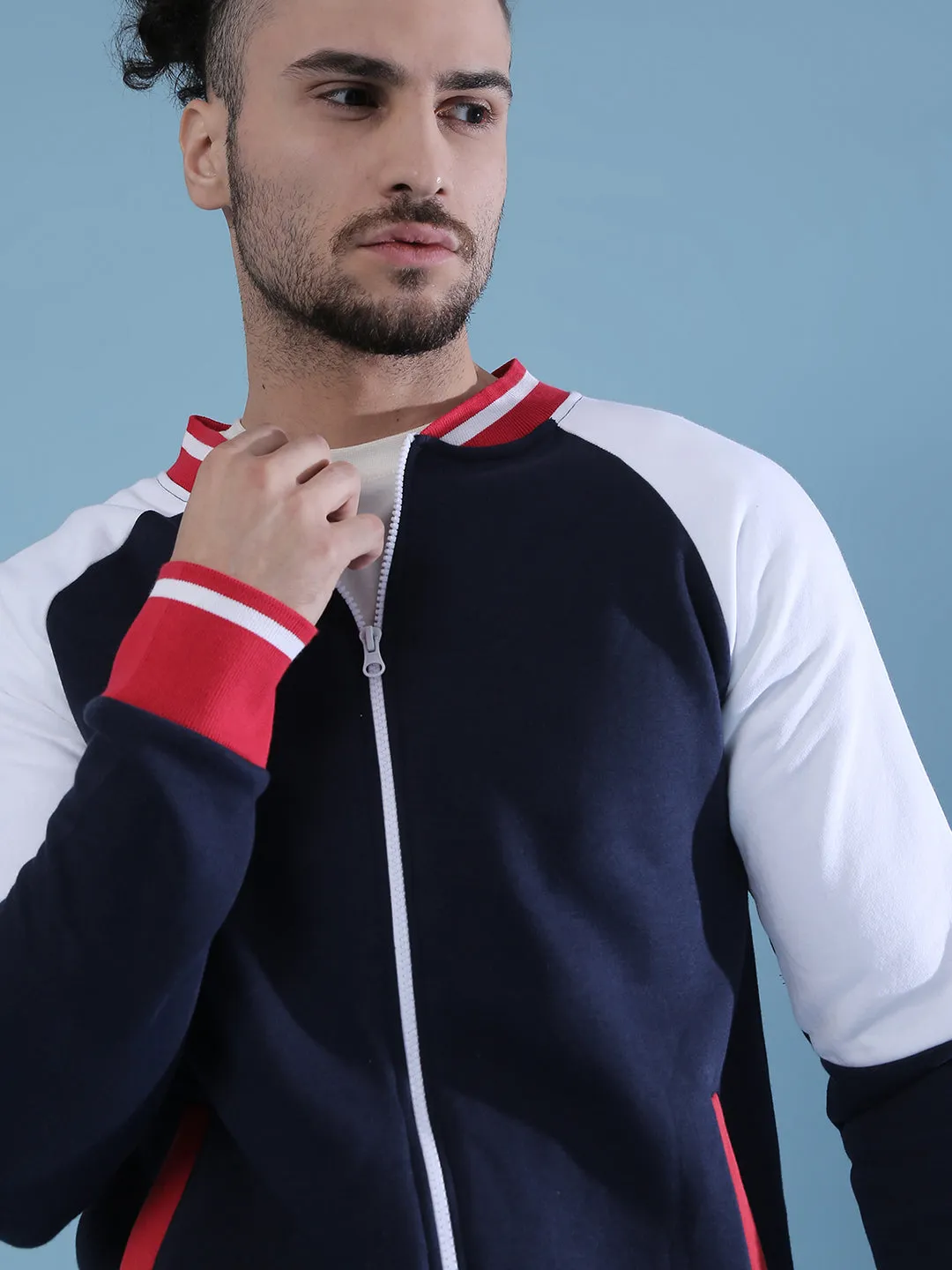 Campus Sutra Herren Langarm Stylische Freizeit-Windjacke Varsity Jacke