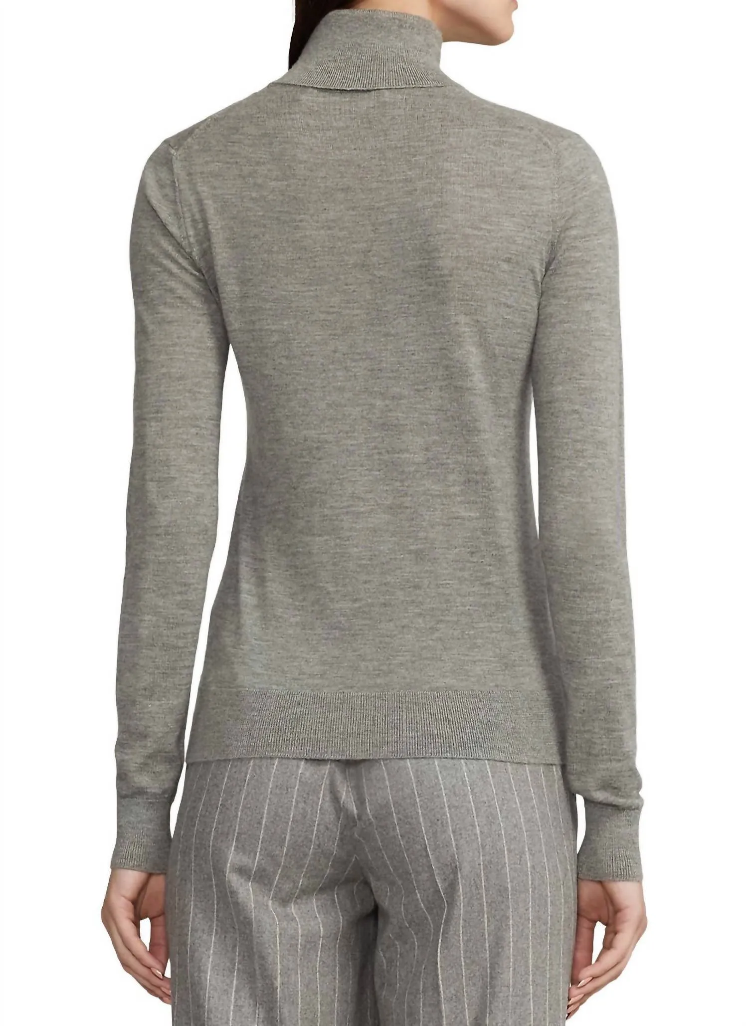 Graues Kaschmir-Turtleneck mit langen Ärmeln