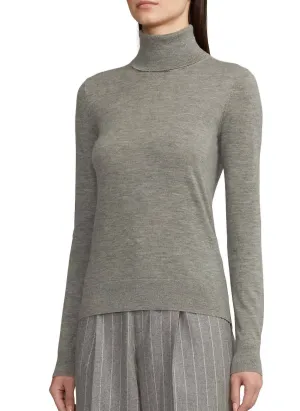 Graues Kaschmir-Turtleneck mit langen Ärmeln