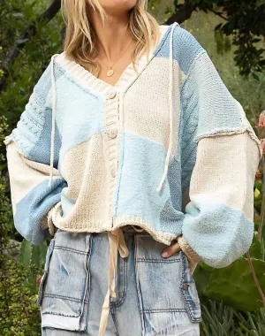 Chenille Cardigan-Pullover in Mandelblau