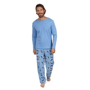 Weihnachts-Pyjamas für Herren aus Baumwolle und Fleece mit Pinguin-Muster
