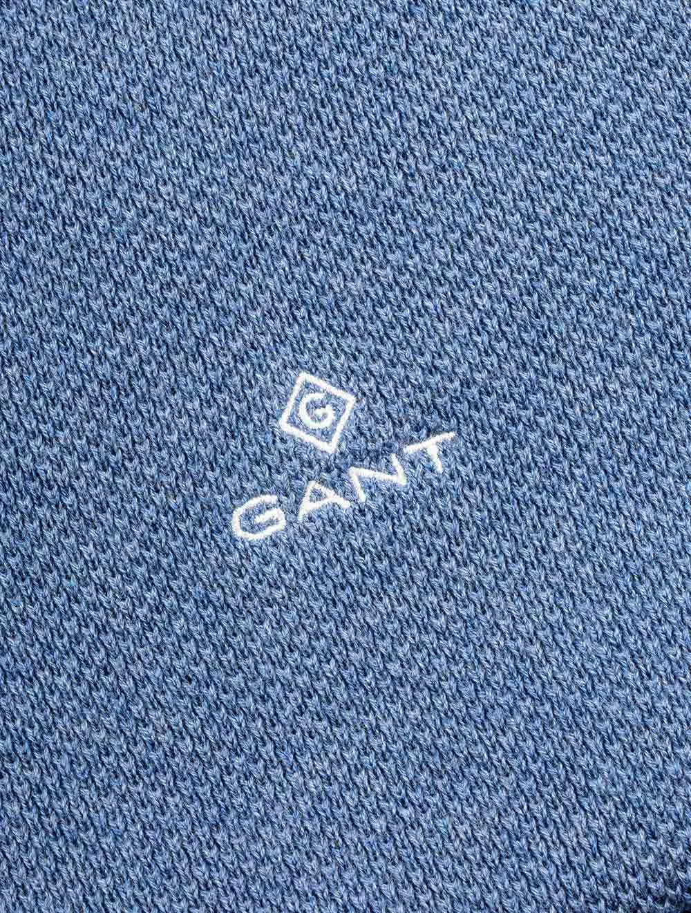 Baumwoll-Piqué-Halbzip in Denim Blue Melange