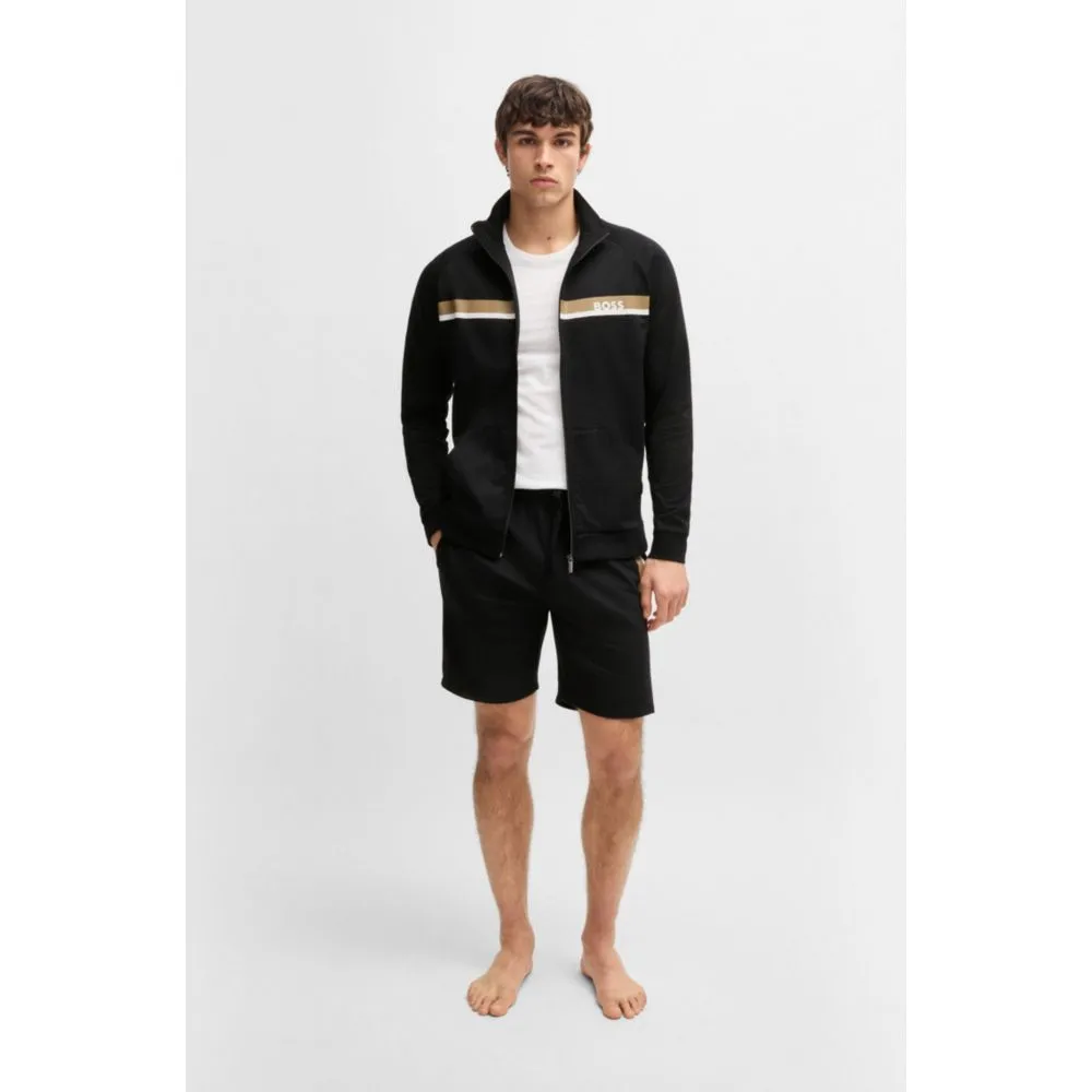 Baumwoll-Frottee-Shorts mit Streifendruck
