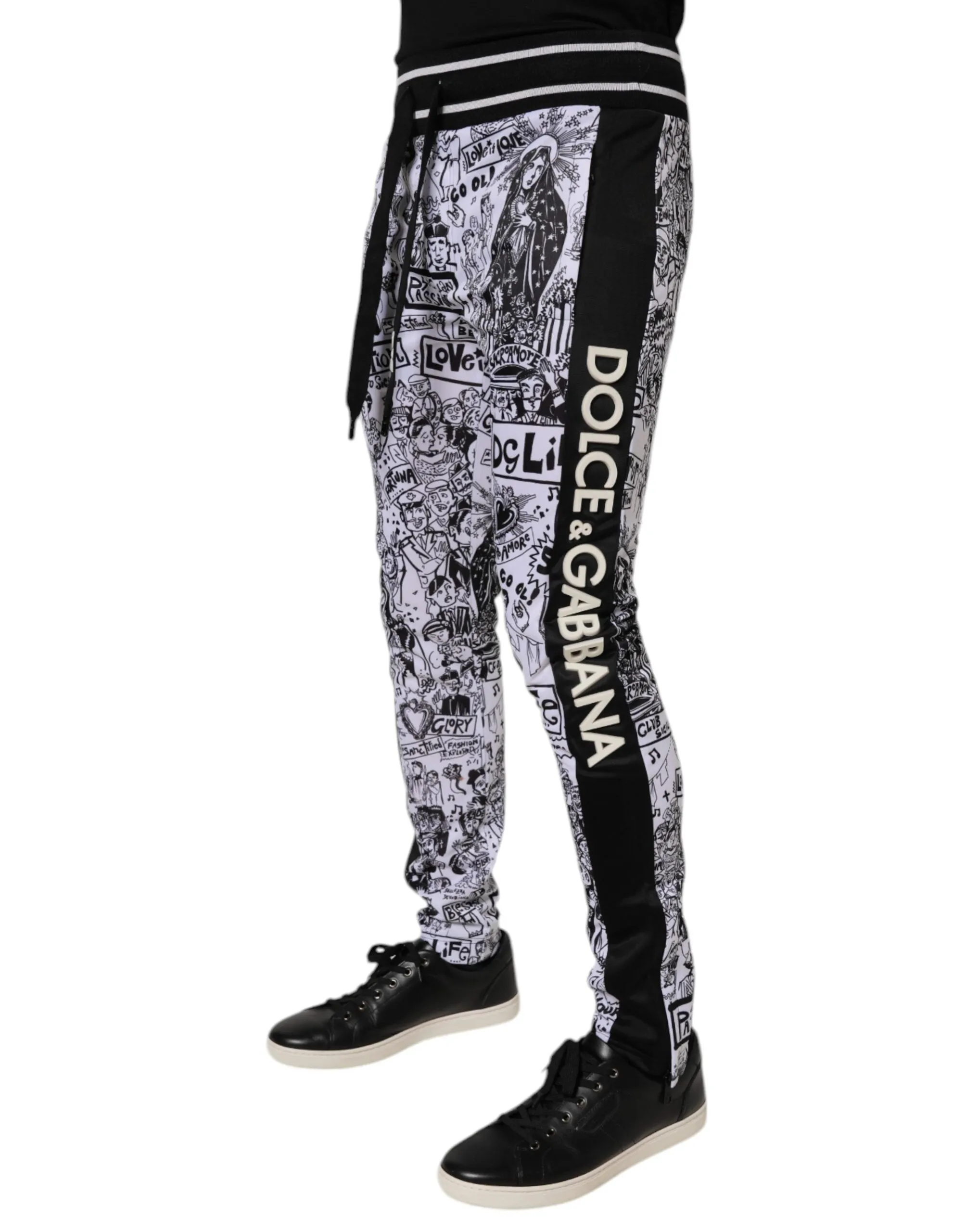 Dolce & Gabbana Graffiti Polyester Jogger Herren Sweatpants Herrenhose