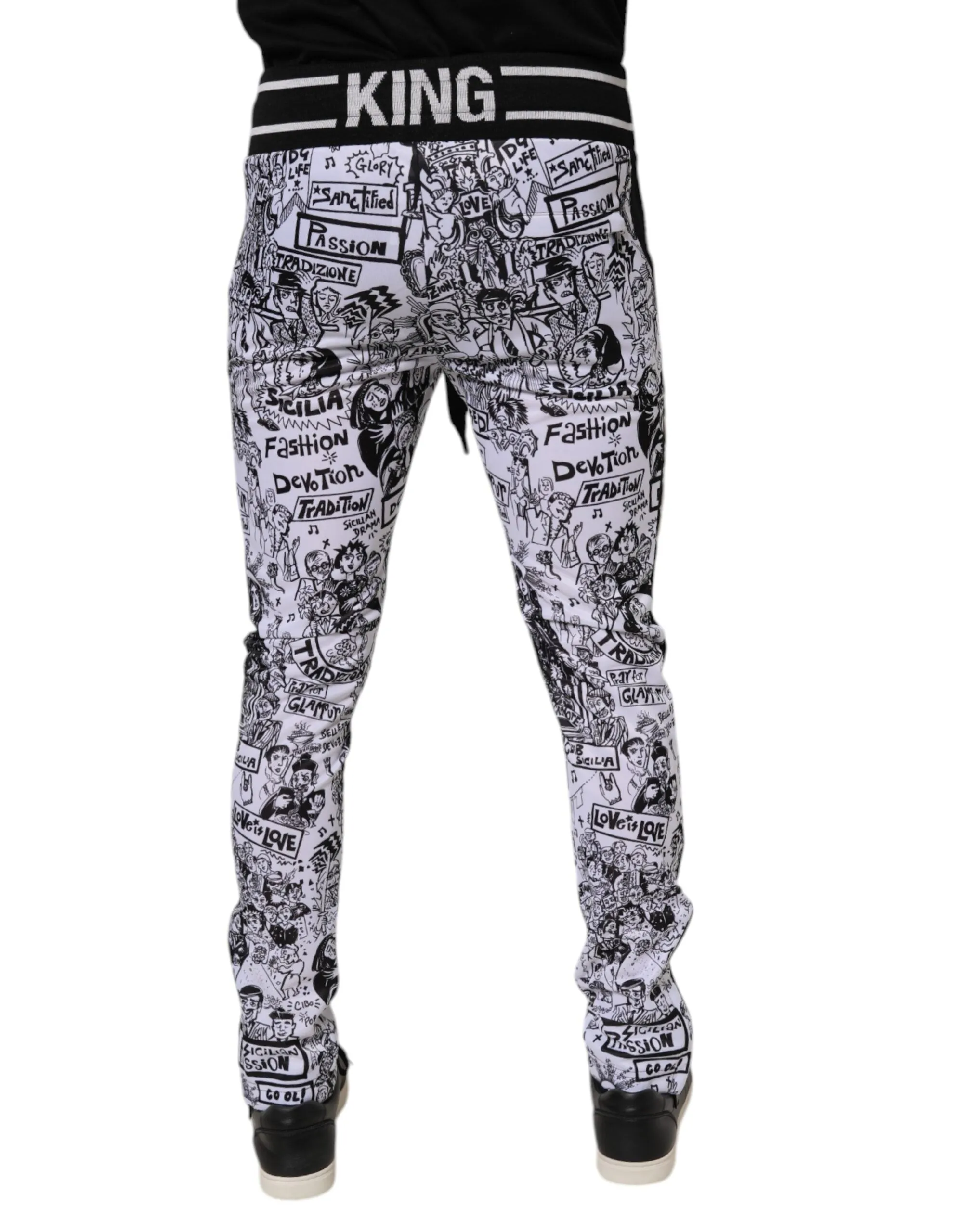 Dolce & Gabbana Graffiti Polyester Jogger Herren Sweatpants Herrenhose