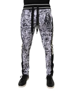 Dolce & Gabbana Graffiti Polyester Jogger Herren Sweatpants Herrenhose