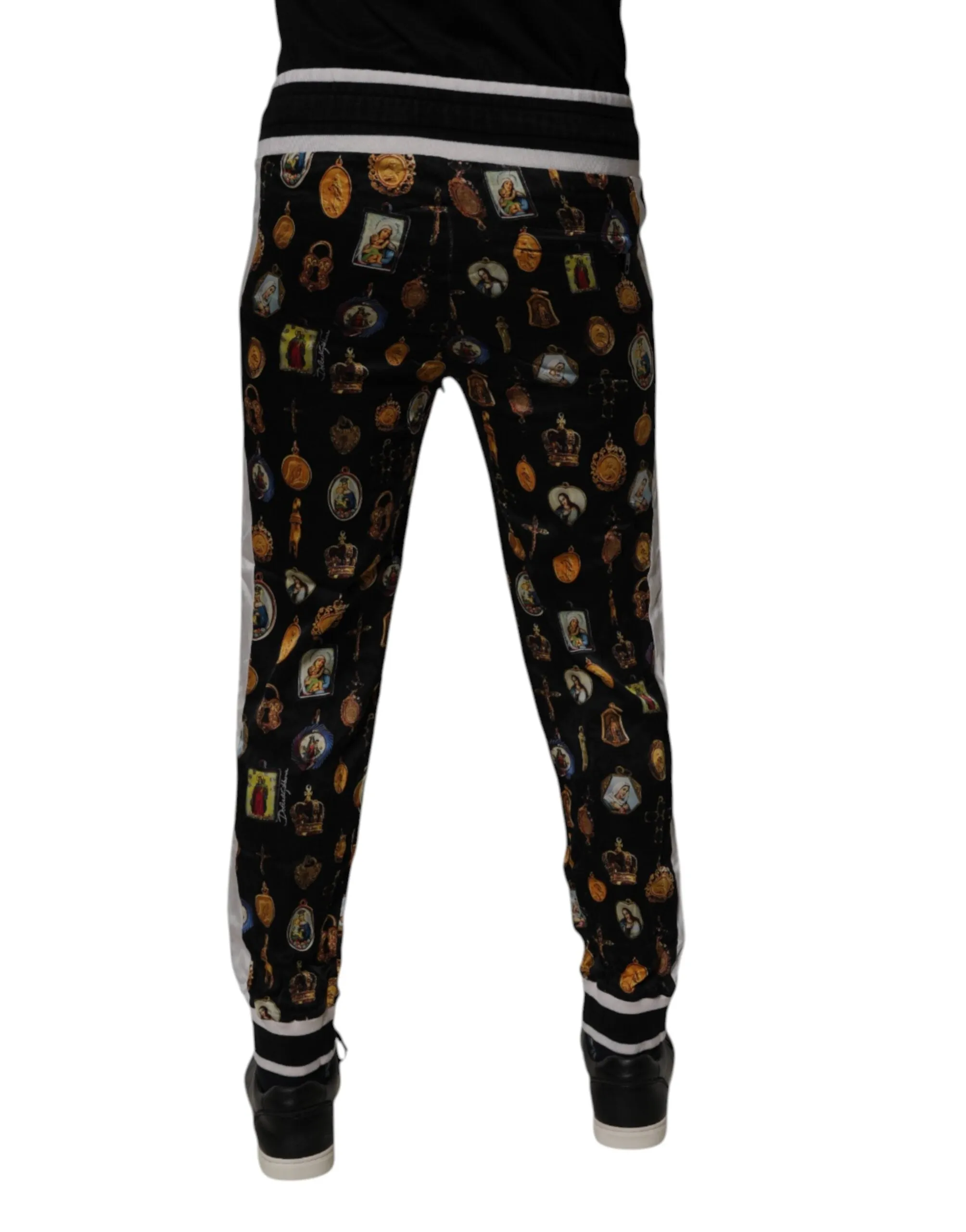 Dolce & Gabbana Religiöser Druck Seide Männer Jogger Herrenhose (Secondhand)