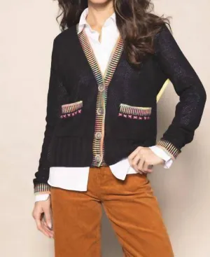 Doppelreihiger Cardigan in Schwarz