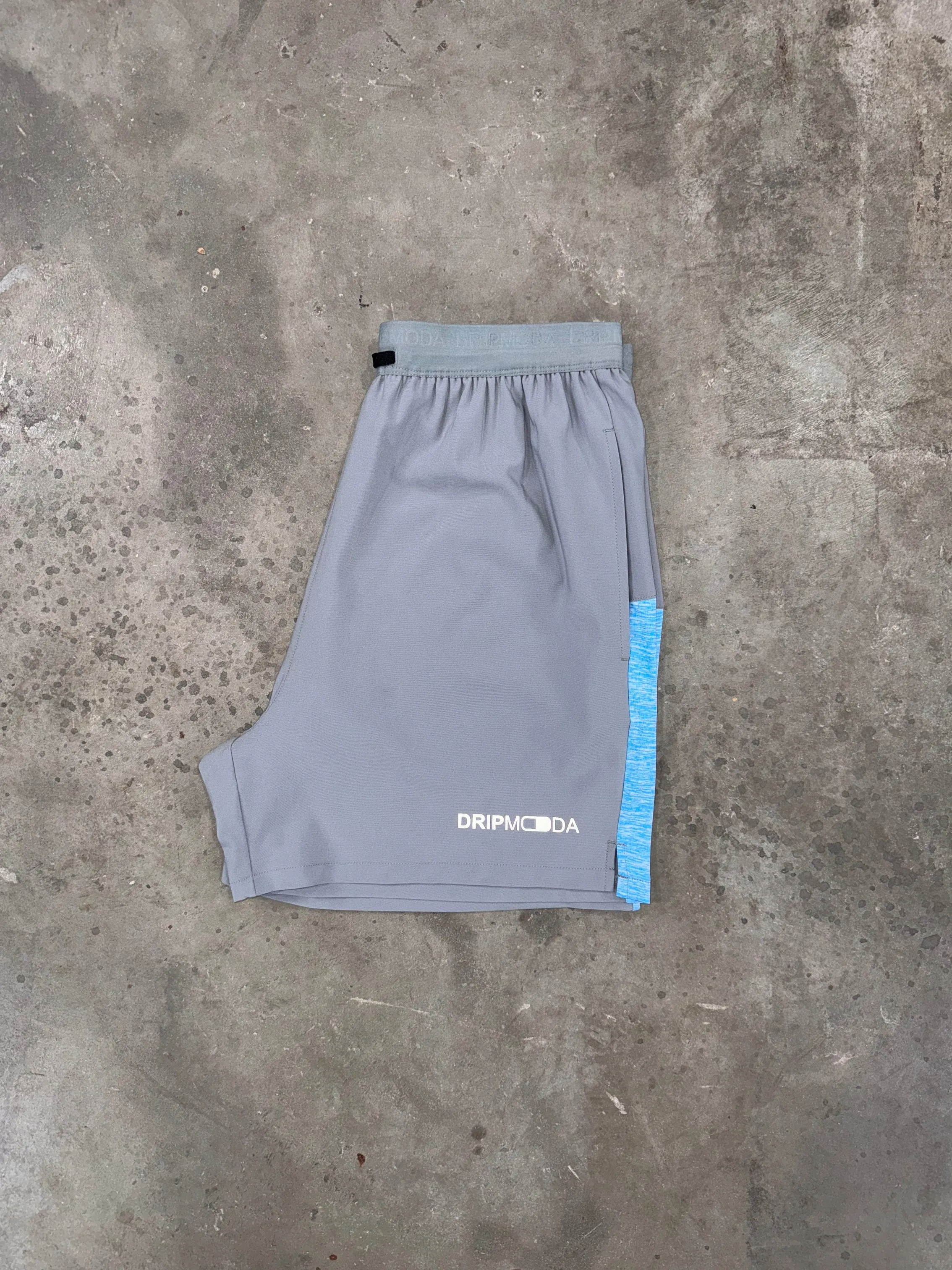 DripModa Space Shorts - Grau / Himmelblau