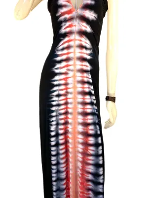 E-Motions Halter Maxi Kleid Schwarz Pink Tie Dye