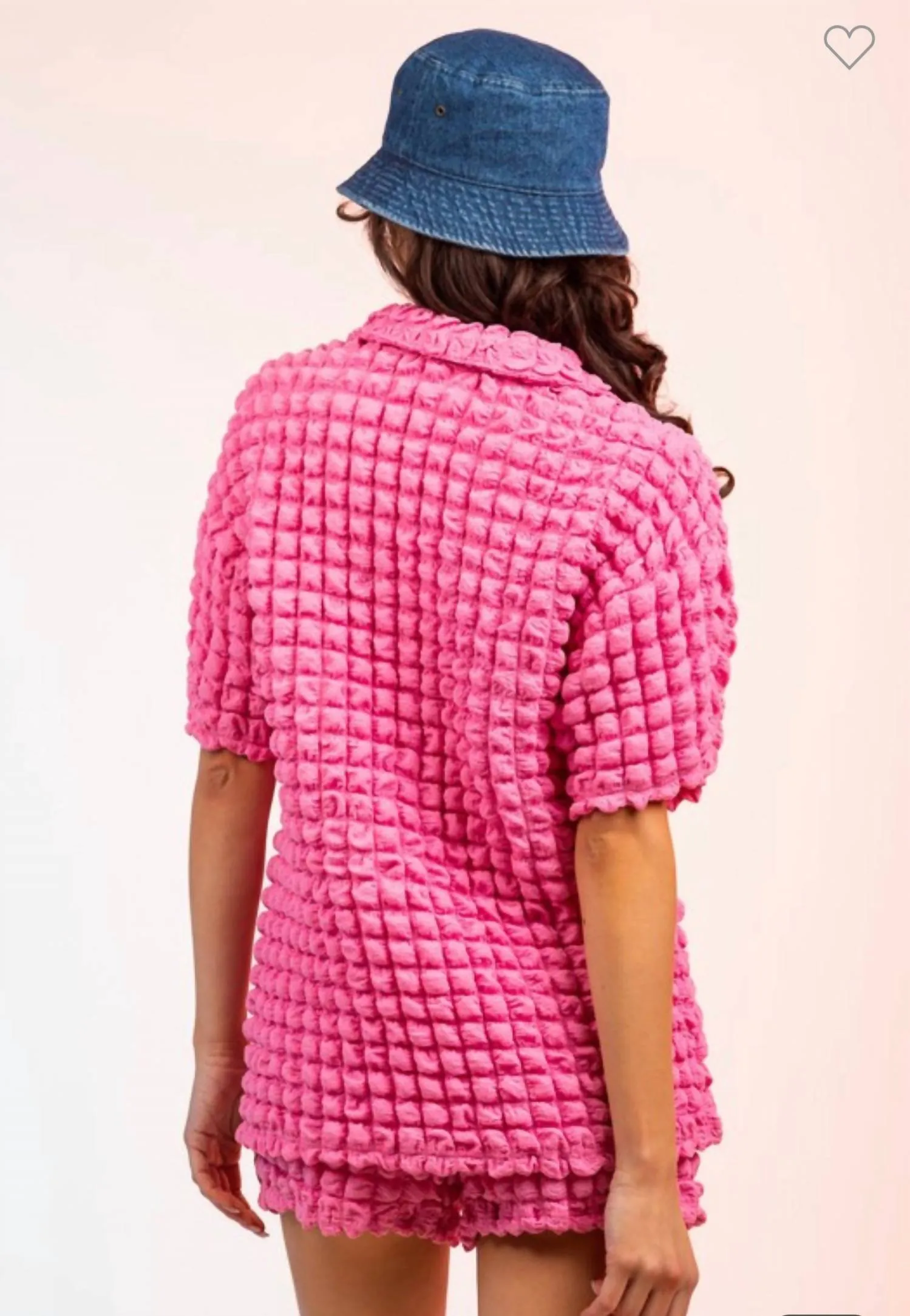 Emma Puffy Kurzarm-Shirt und Shorts-Set in Rosa