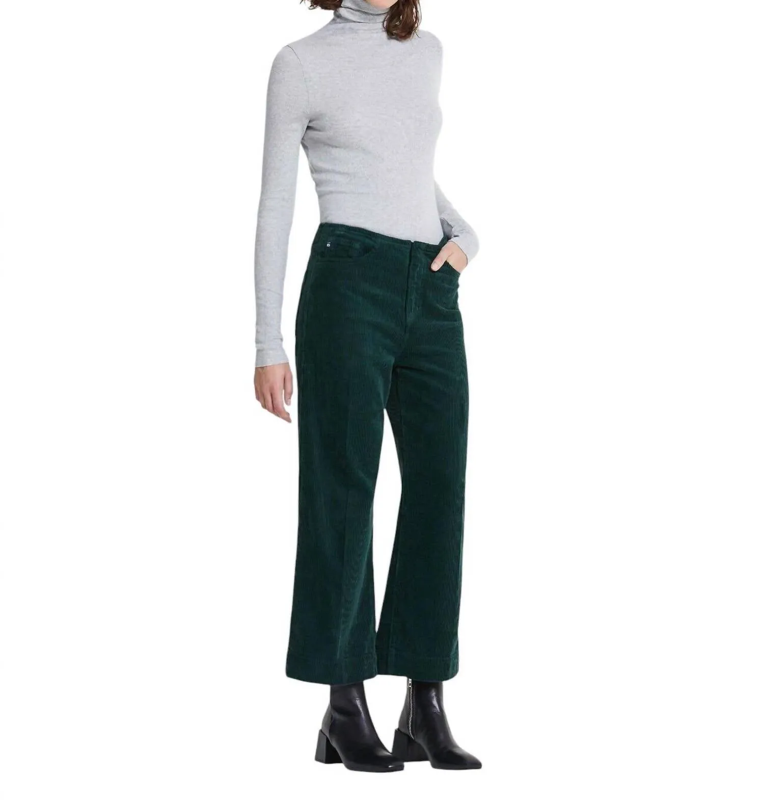 Etta Cordhose Weite Beine Cropped Hosen In Grün