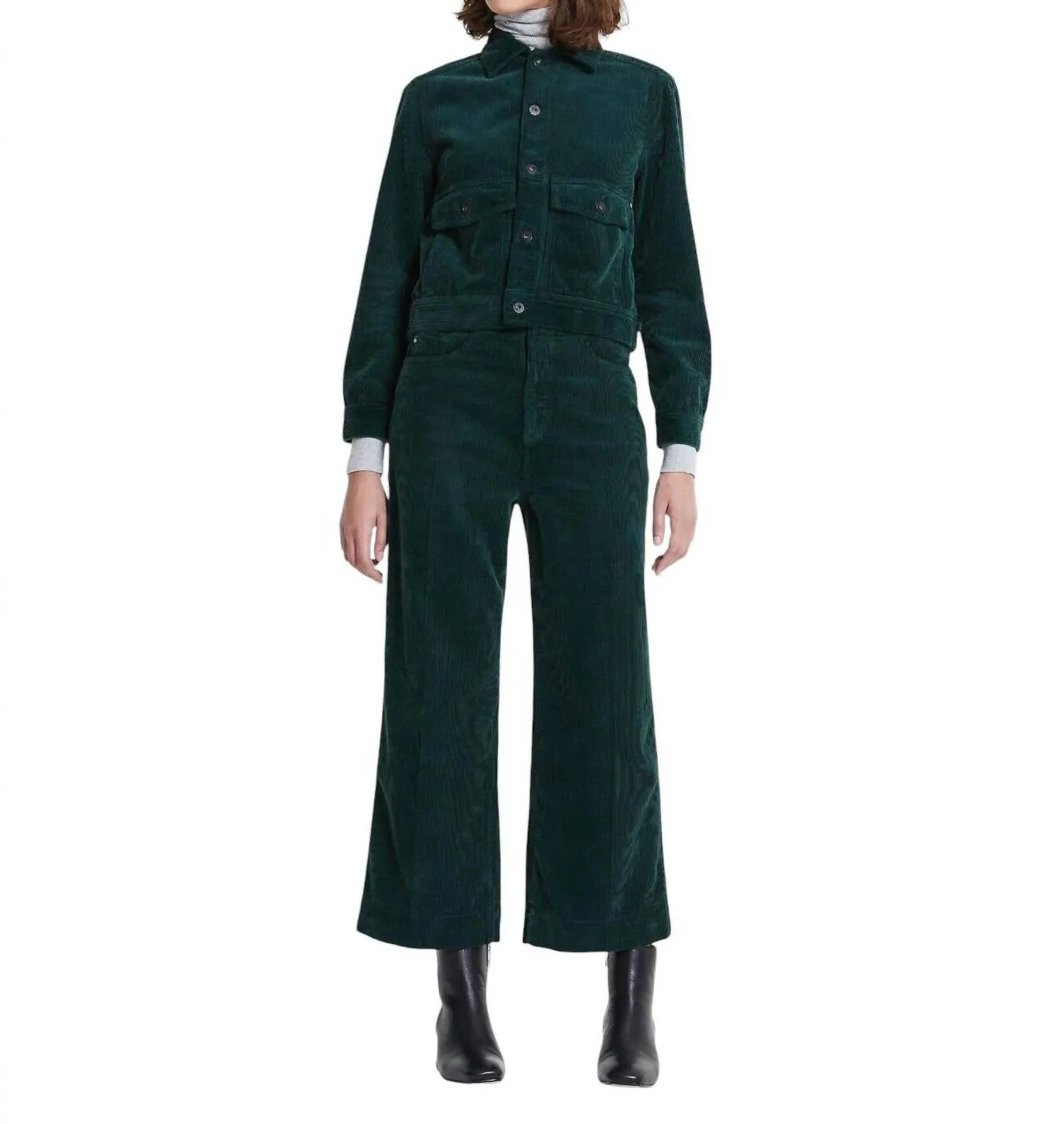 Etta Cordhose Weite Beine Cropped Hosen In Grün
