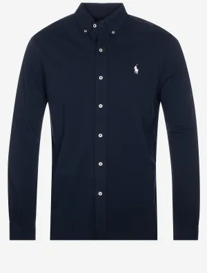 Leichtes Langarmshirt aus Mesh in Marineblau