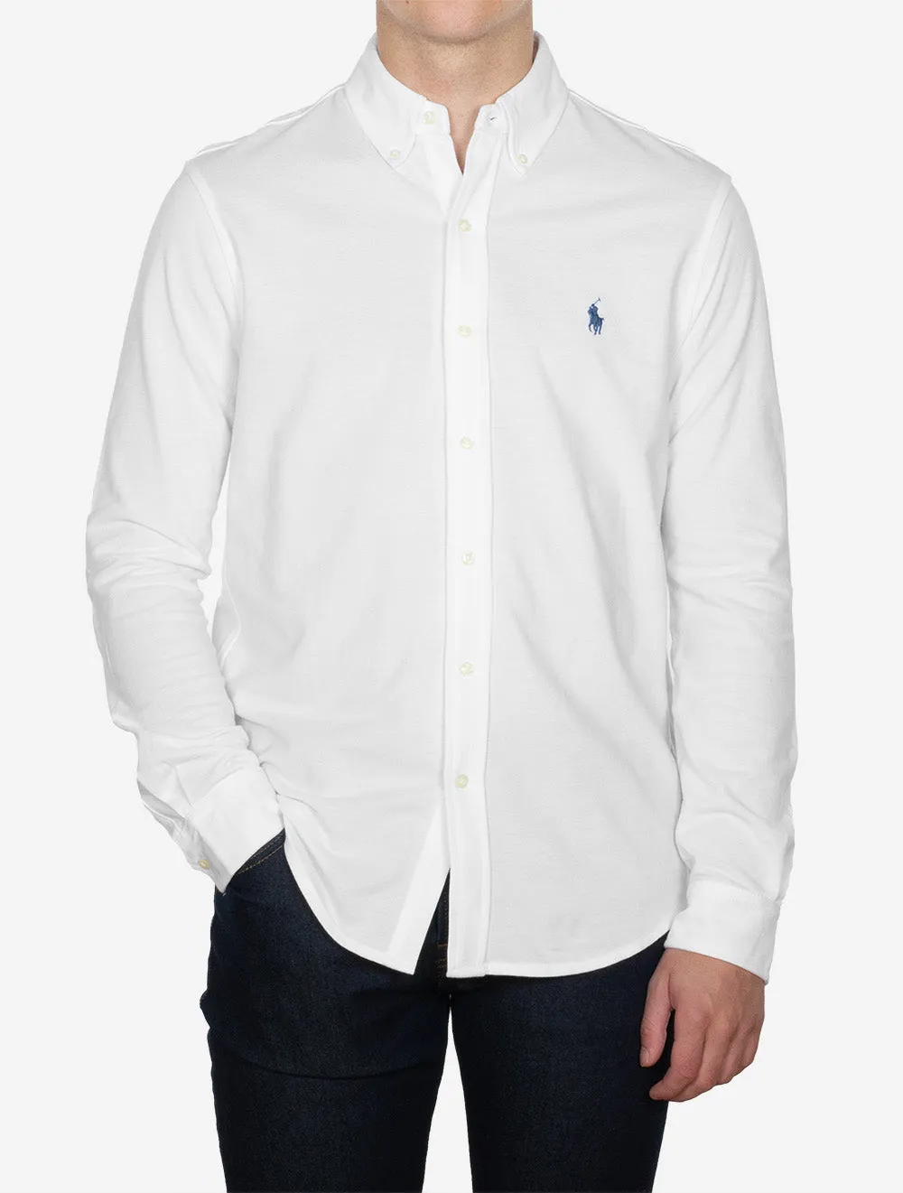 Leichtes Langarmshirt aus Mesh in Off-White