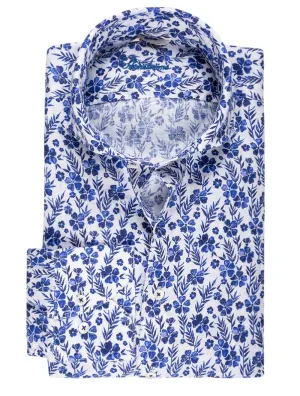 Floral Leinenhemd Weiß