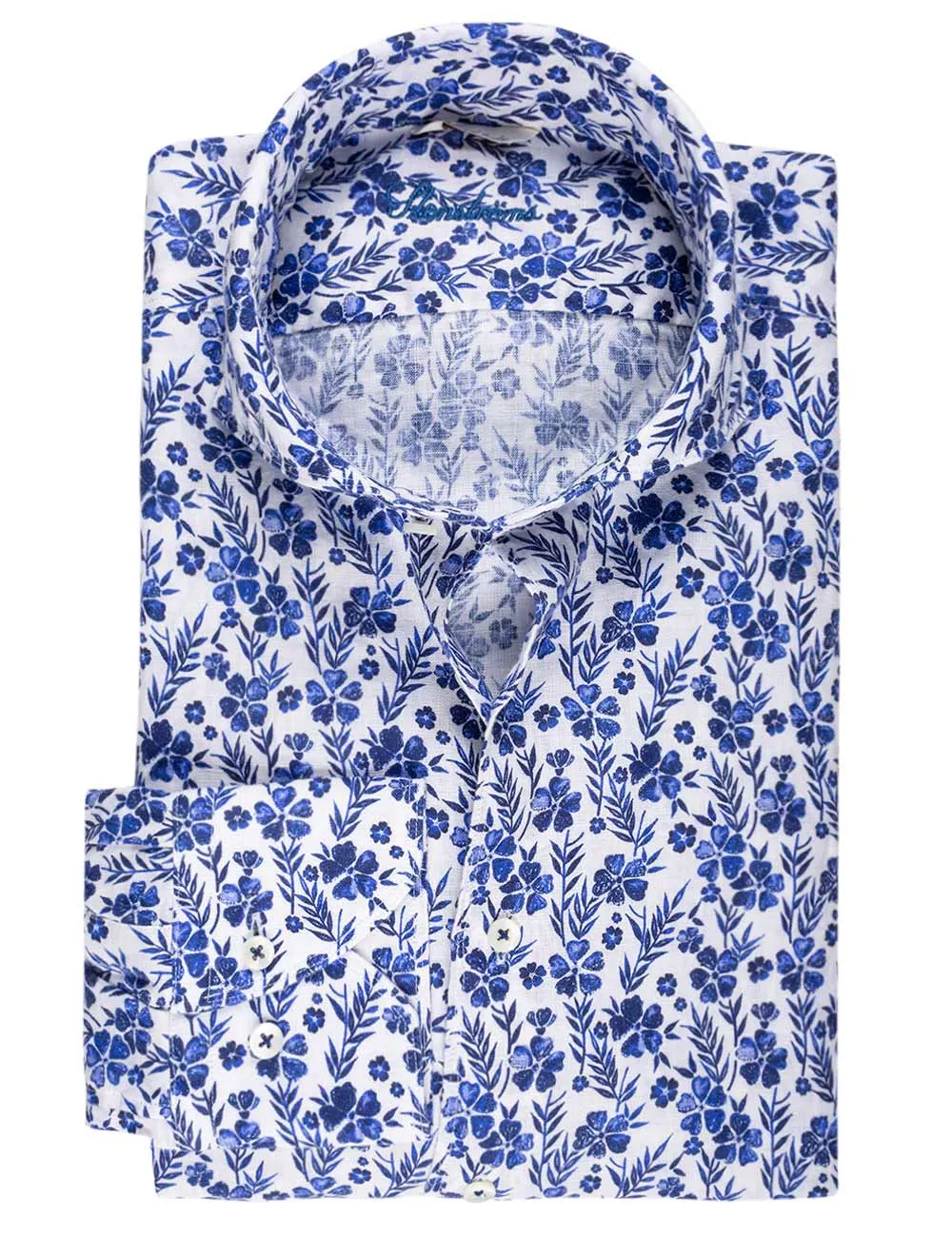 Floral Leinenhemd Weiß