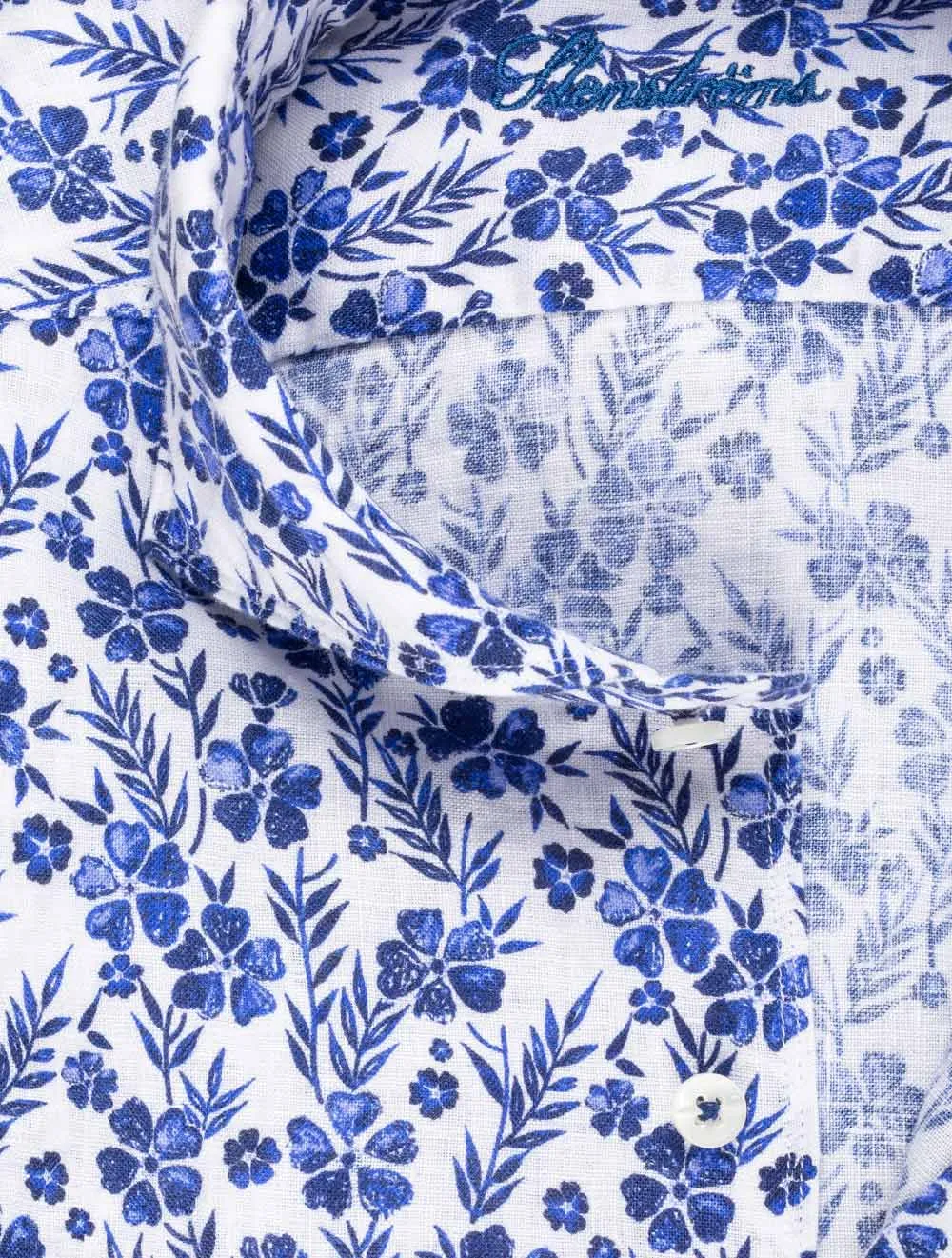 Floral Leinenhemd Weiß