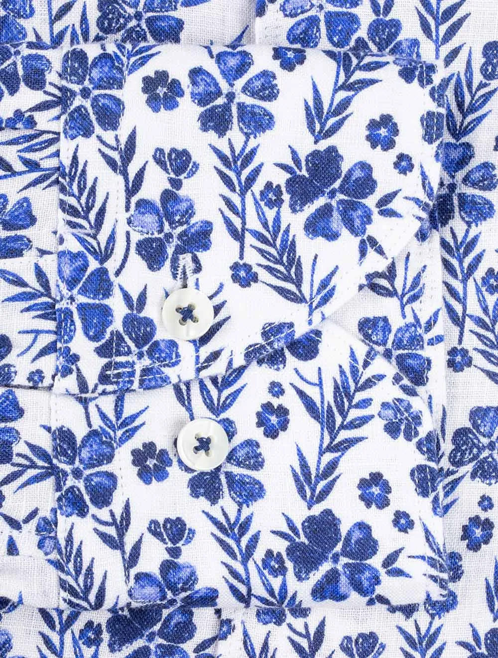 Floral Leinenhemd Weiß