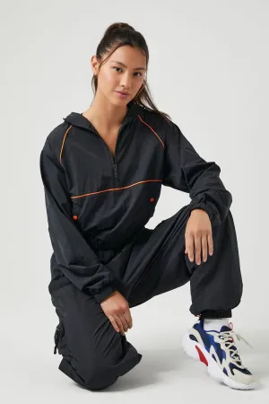 Forever 21 Damen Active Halbzip-Anorak Jacke Schwarz/Sonnenuntergang Gold Forever 21