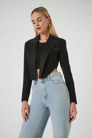Forever 21 Damen Cropped High-Low Blazer Schwarz Forever 21