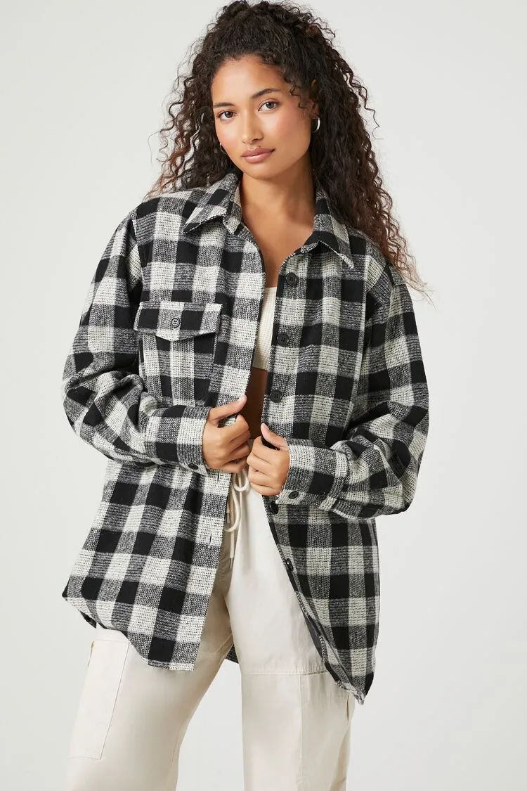 Forever 21 Damen Karo Trucker Jacke Schwarz/Mehrfarbig Forever 21