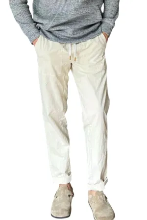 Freistellungs-Hose im Fischgrätmuster mit Streifen in Off-White