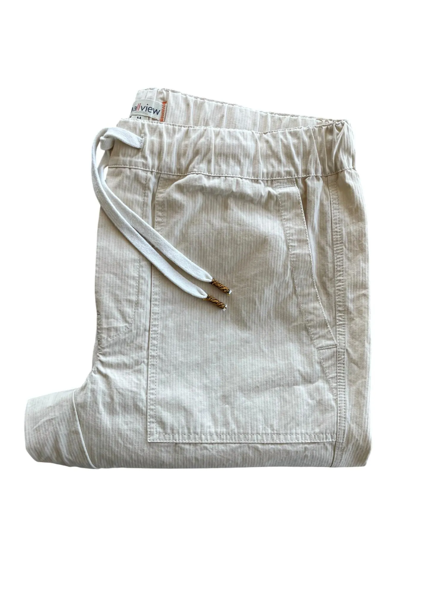 Freistellungs-Hose im Fischgrätmuster mit Streifen in Off-White