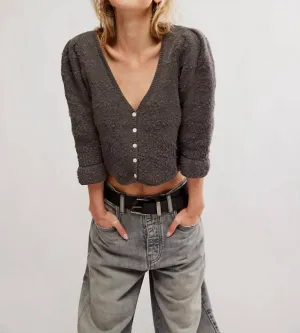 Geo Blumen Cardigan In Anthrazitgrau