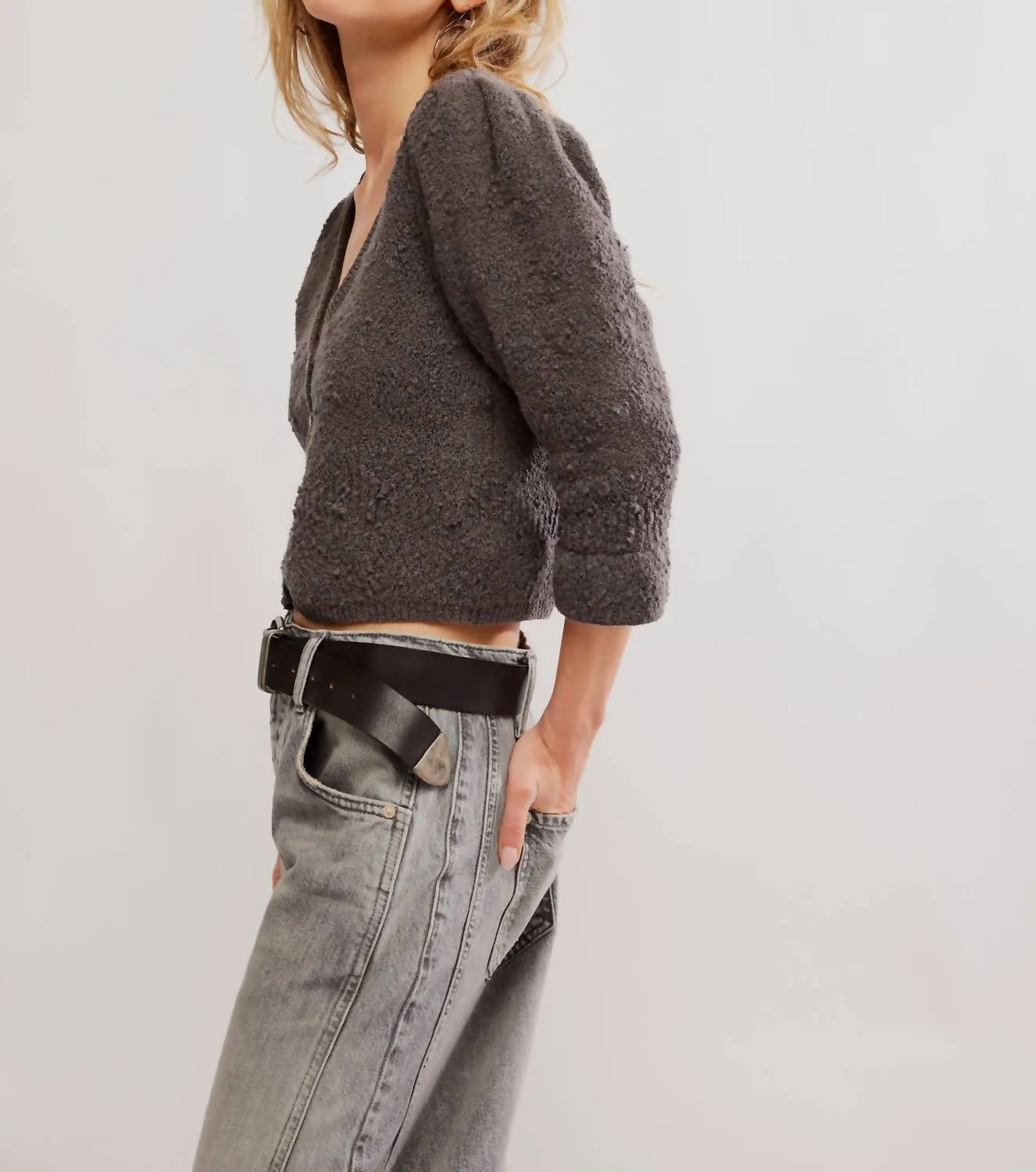 Geo Blumen Cardigan In Anthrazitgrau