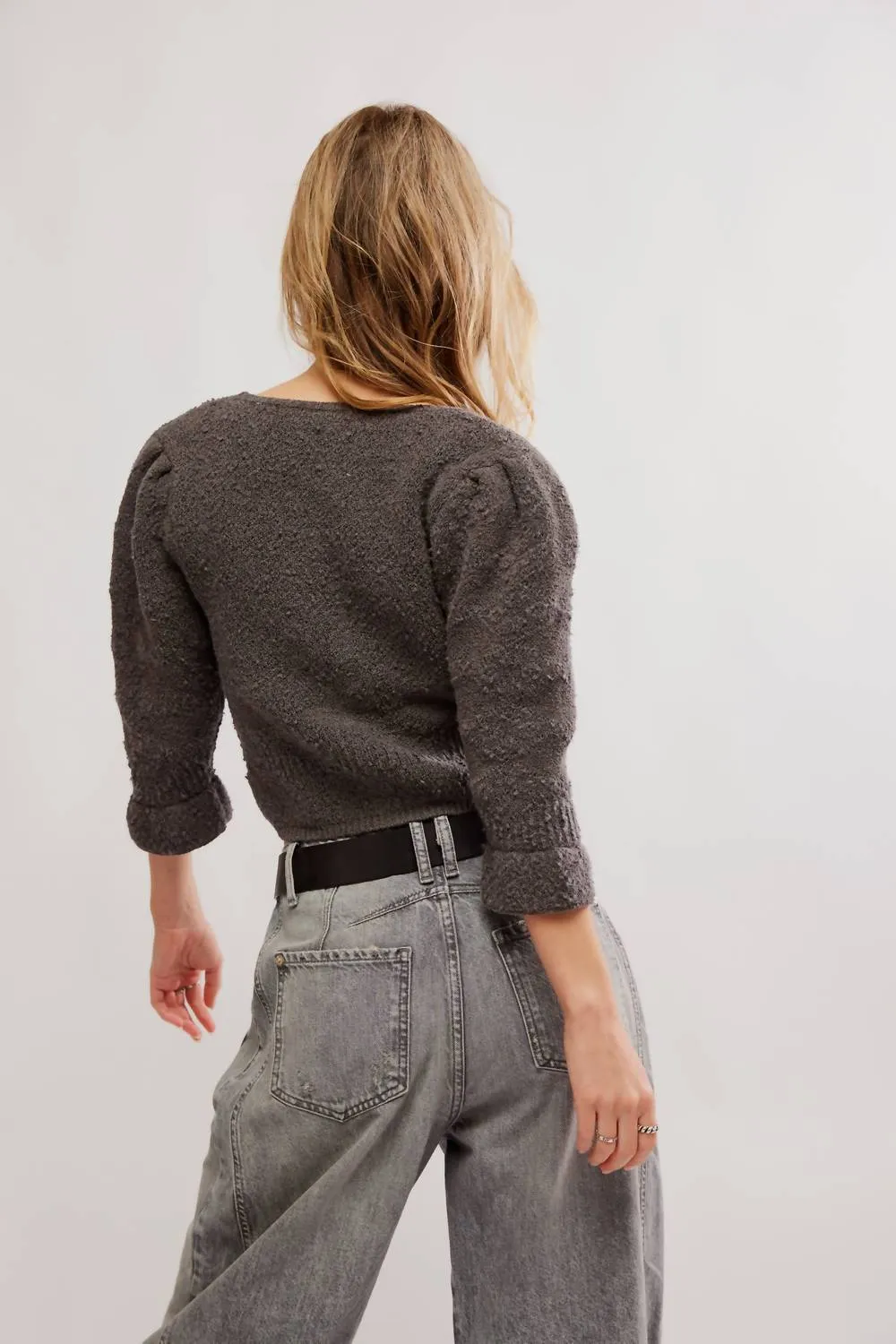 Geo Blumen Cardigan In Anthrazitgrau