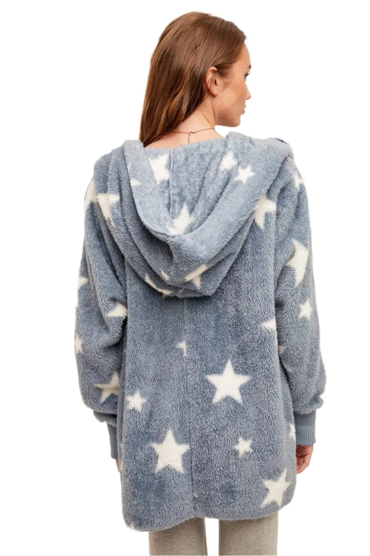 Hem & Thread Sternenprint Fuzzy Kapuzenjacke 8431W
