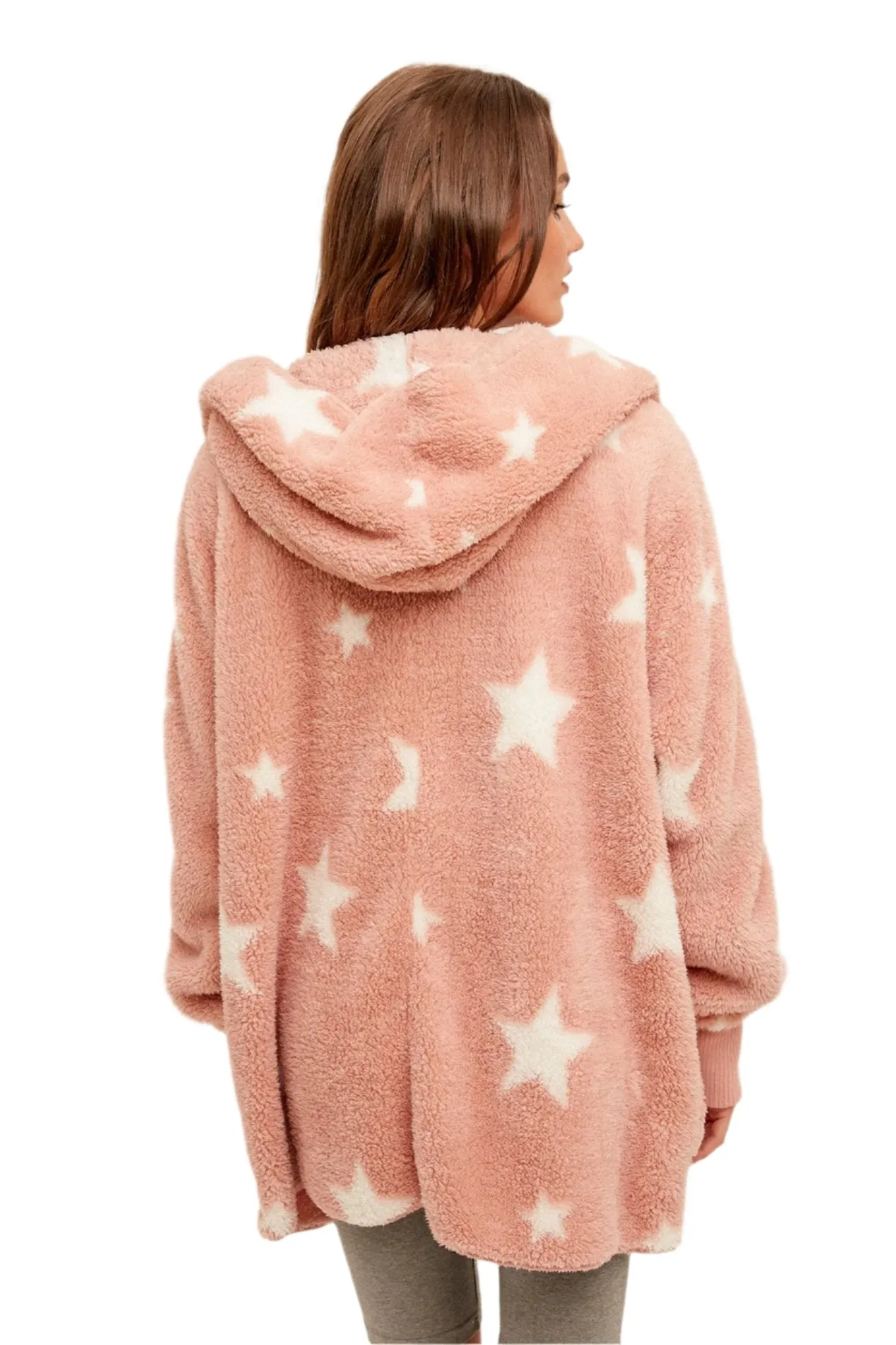 Hem & Thread Sternenprint Fuzzy Kapuzenjacke 8431W