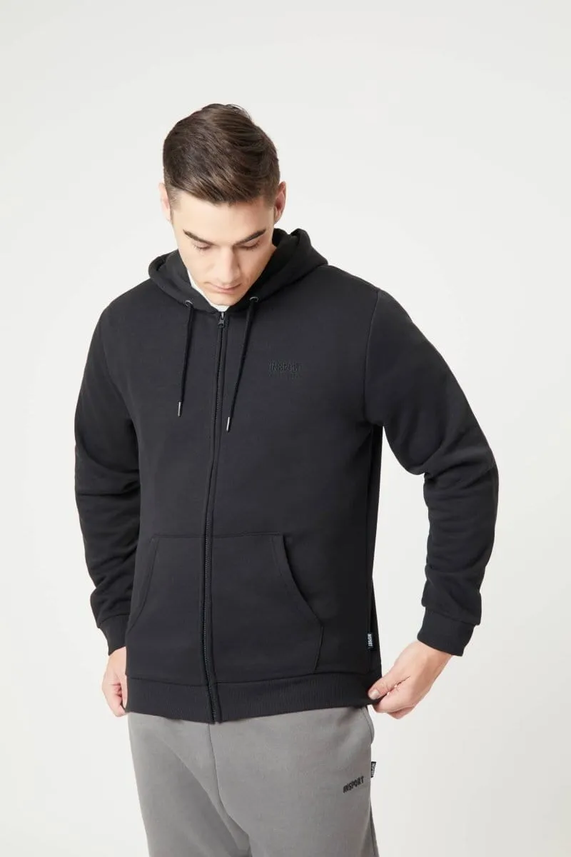 INSPORT MÄNNER ALASKA VOLLREIßVERSCHLUSS KAPUZENJACKE SCHWARZE JACKE Bekleidung_Herren-Insport