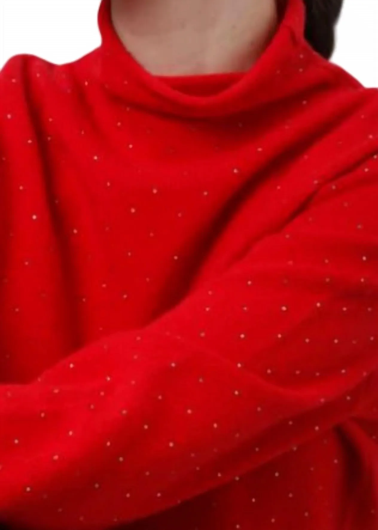 Juwelenbesetzter Mockneck-Pullover in Sizzle Rot