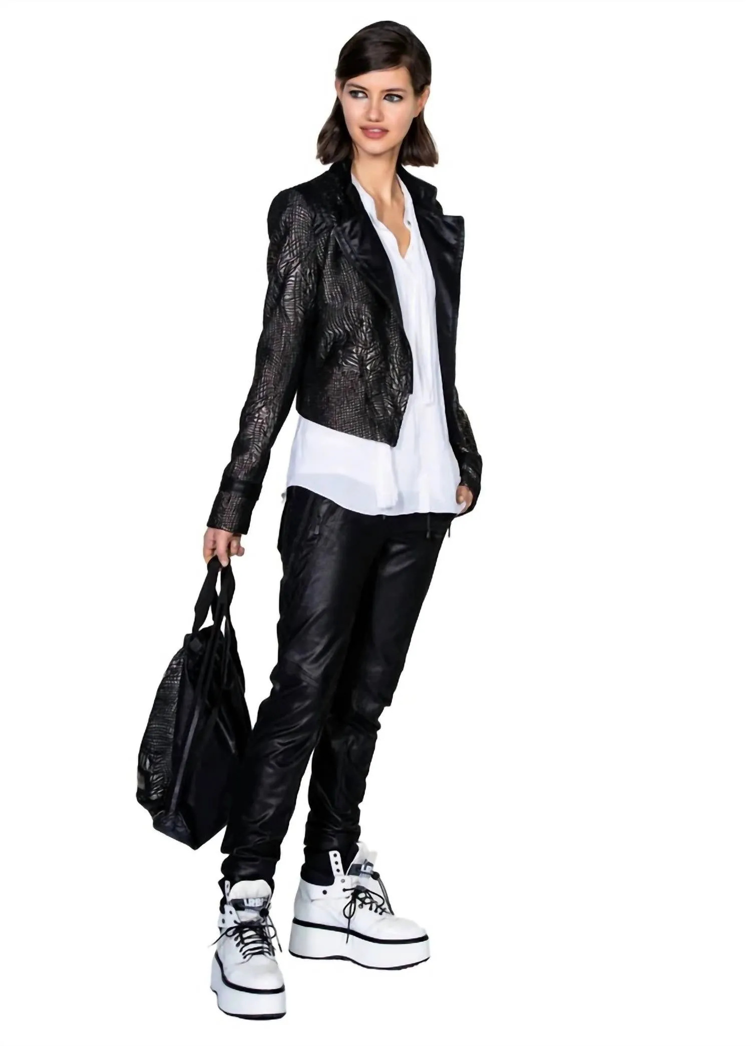 Jogger-Kunstleder in Schwarz/Abend
