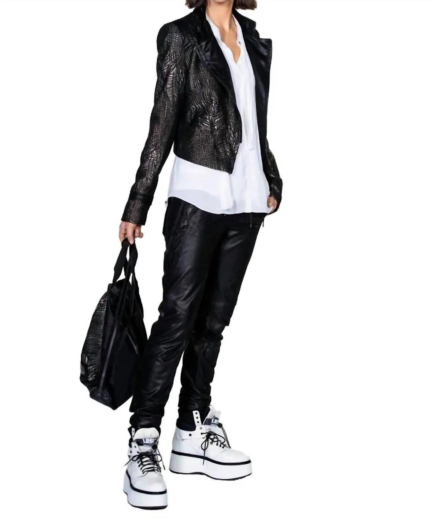 Jogger-Kunstleder in Schwarz/Abend