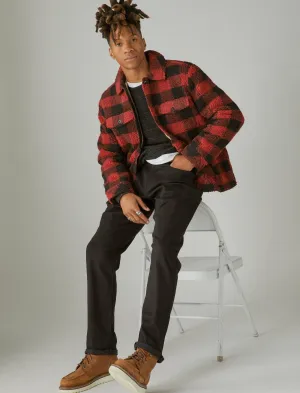 Lucky Brand Buffalo Check Faux-Sherling Hemdjacke Schwarz Multi Lucky Brand